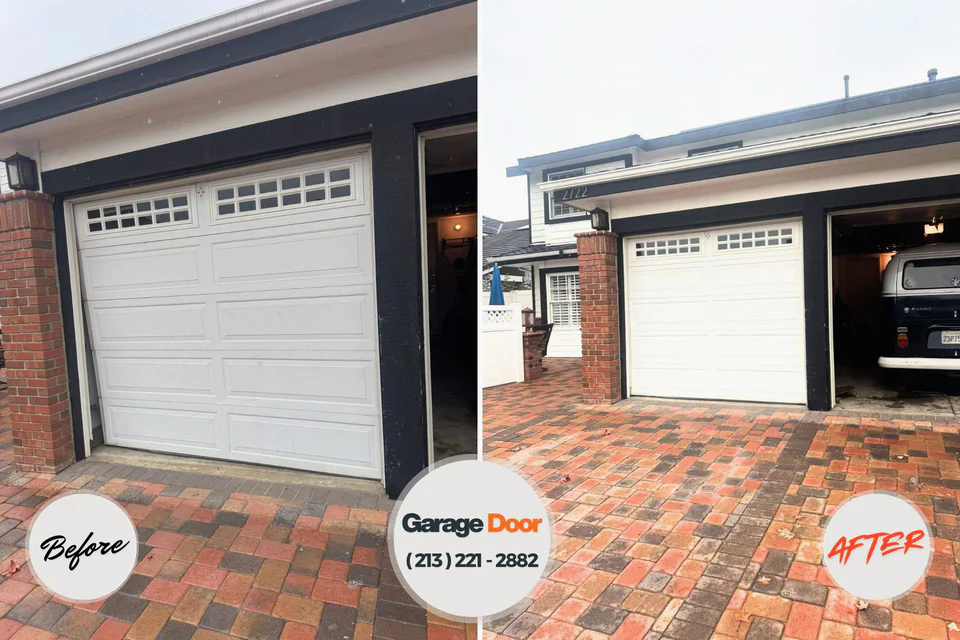 Before and after: garage door repair Mountain View, WY